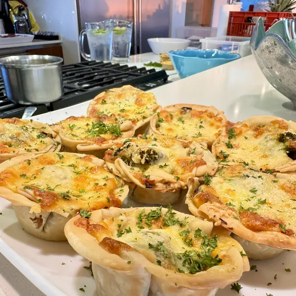 Baked vegetable tartlets fresh from the oven