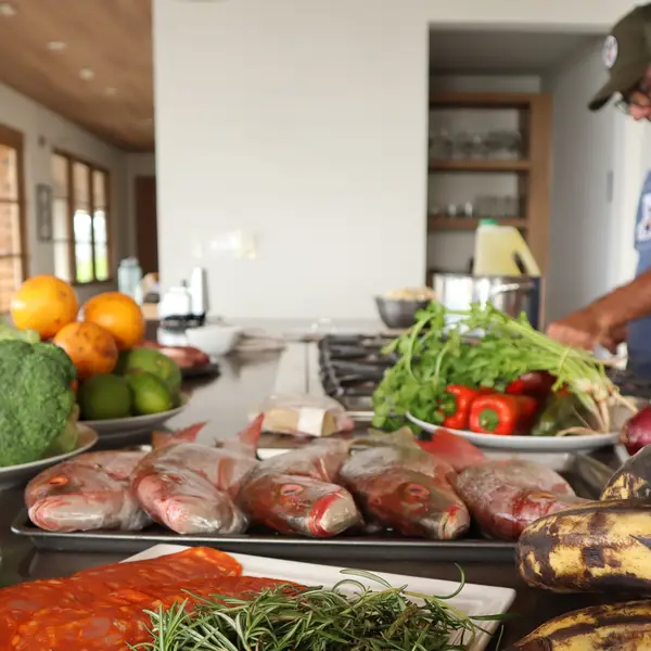 Fresh ingredients laid out for a private chef dinner