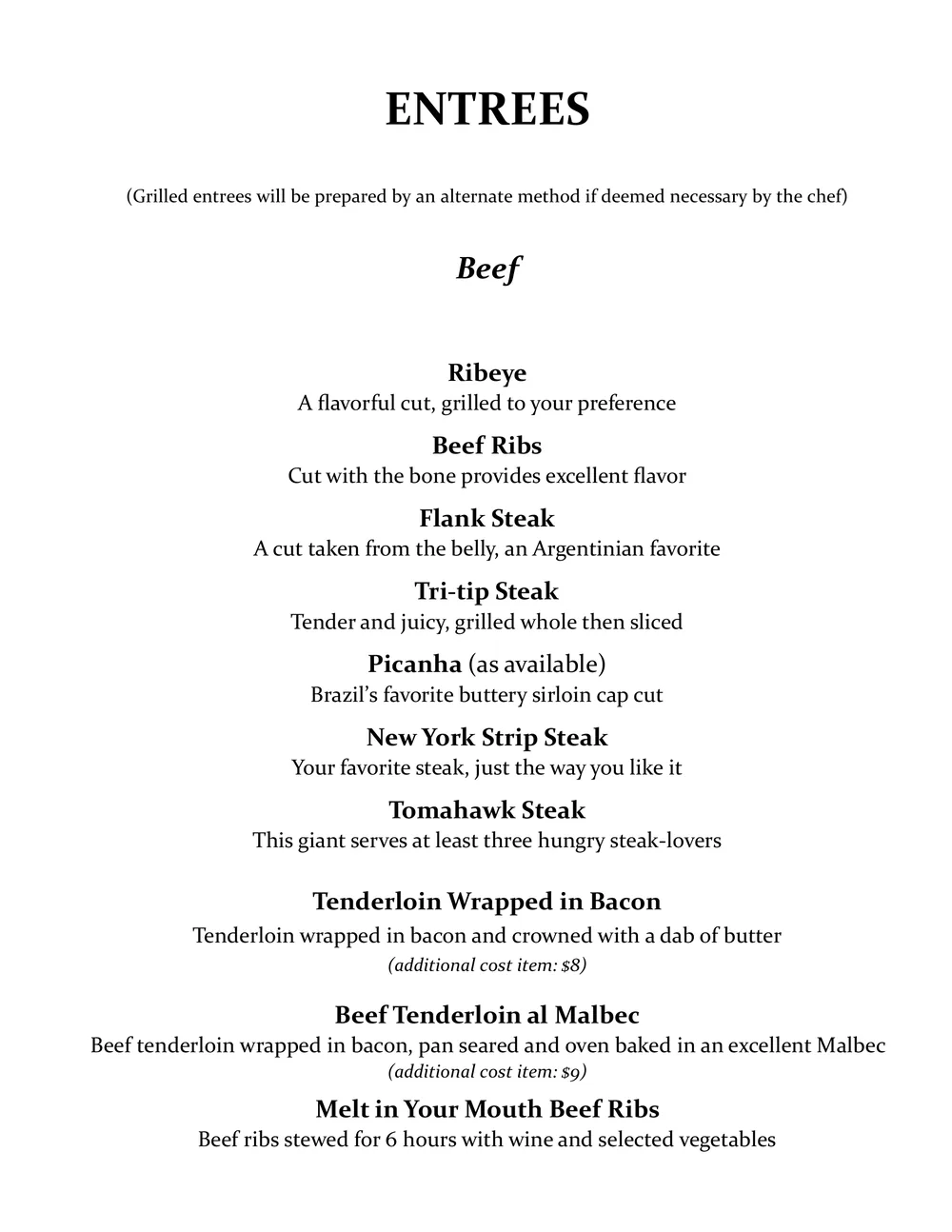 Grill Master Tamarindo menu, page 3